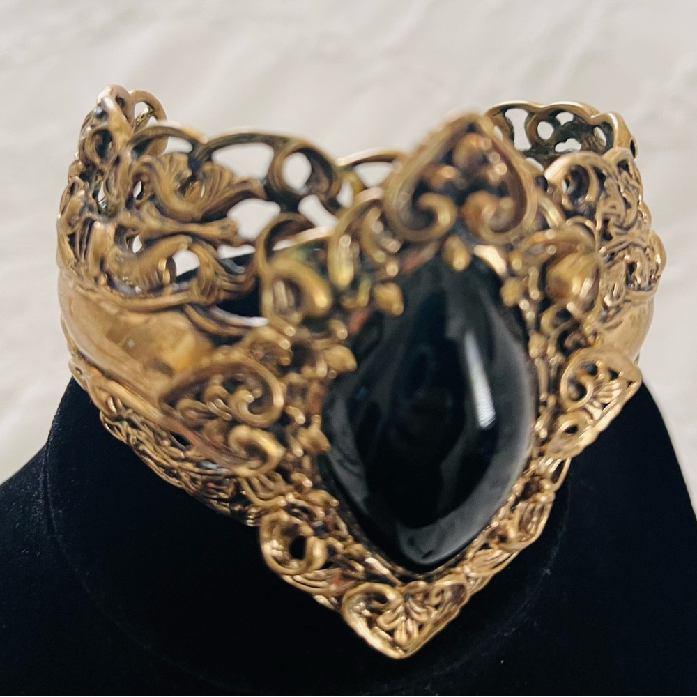 Studio Barse Gold and Black Ornate Bracelet